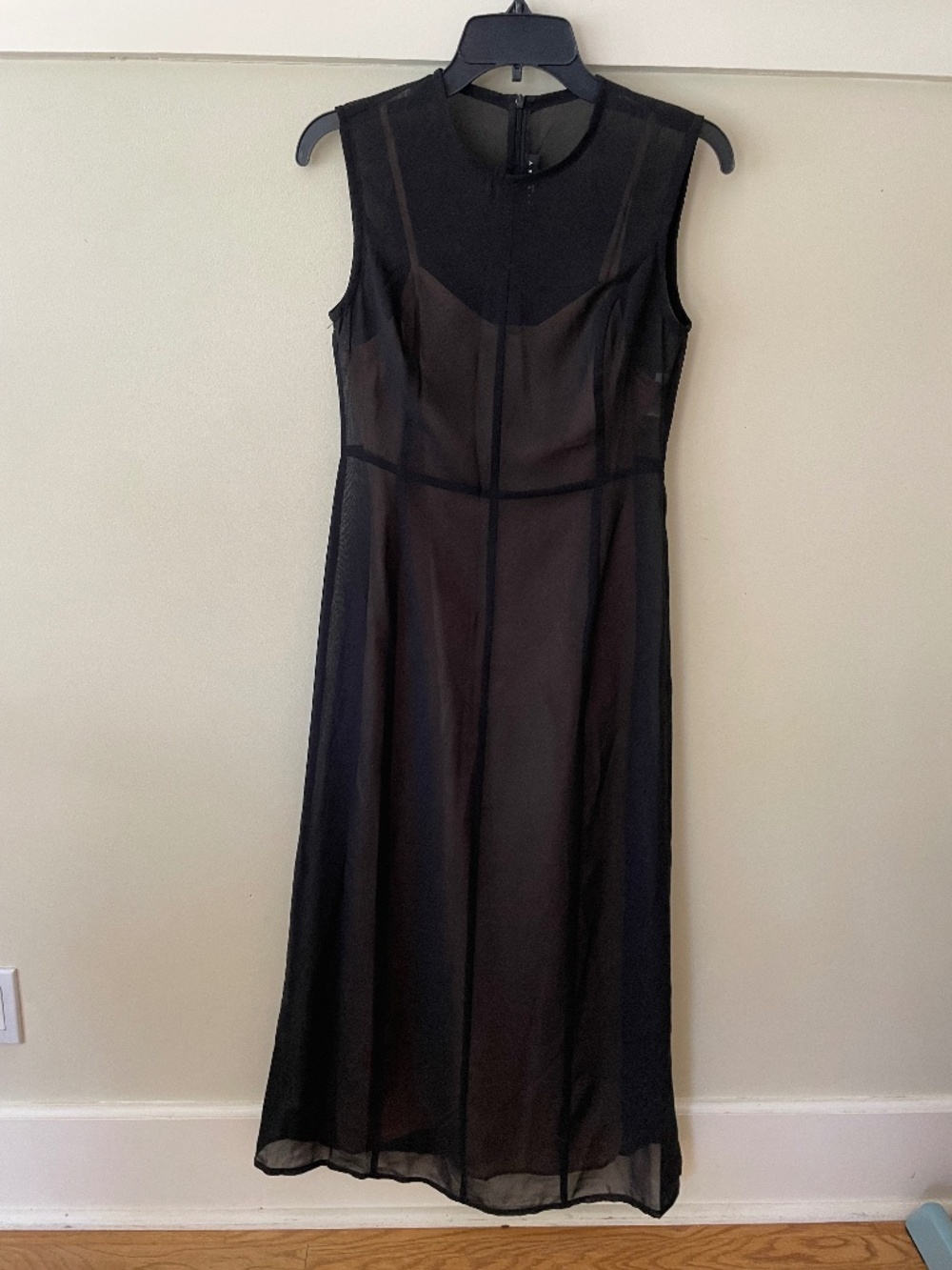 Stunning Sheer Black Maxi Dress with Nude Slip Set XS by Sisley Italy